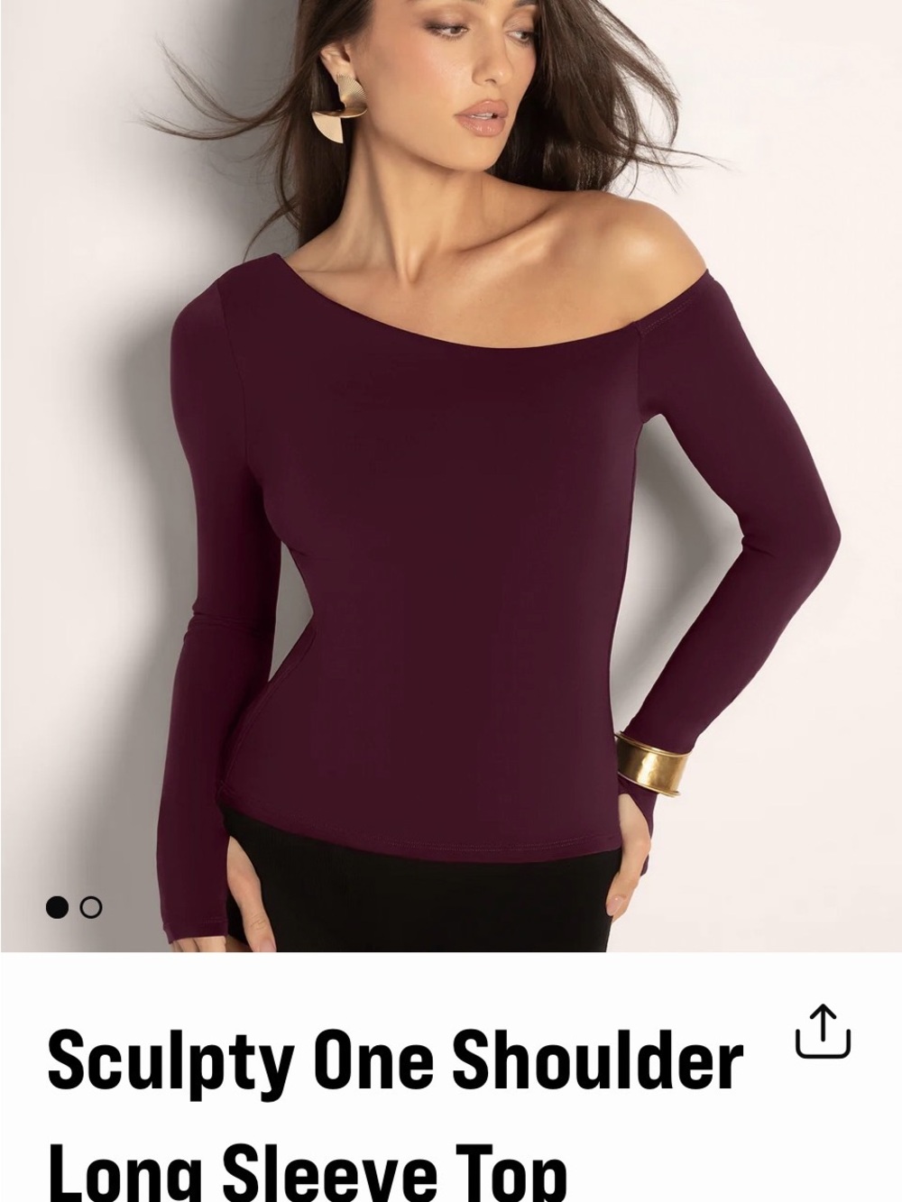 Women’s One-Shoulder Long Sleeve Top in Red - Picture 7 of 7